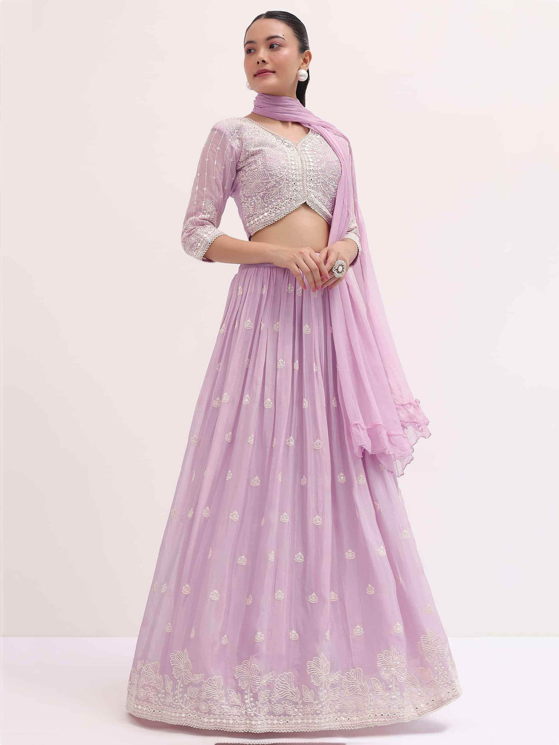 Awesome Pink Sequins Georgette Party Wear Lehenga Choli - Zeel Clothing