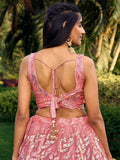 Awesome Pink Sequins Net Bridesmaid Lehenga Choli With Dupatta - Zeel Clothing