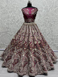 Awesome Pink Sequins Velvet Bridal Lehenga Choli With Dupatta - Zeel Clothing