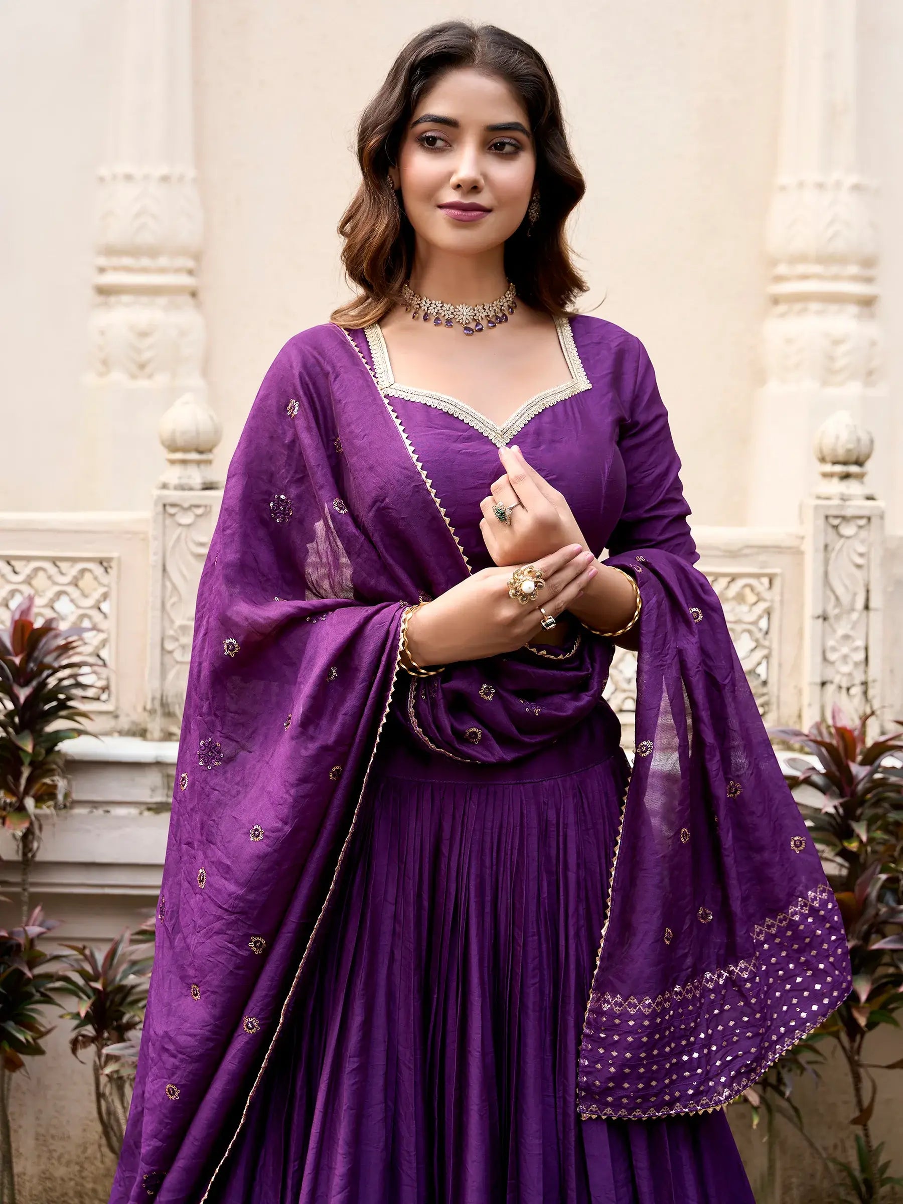 Awesome Purple Chanderi Festival Wear Lehenga Choli With Dupatta - Zeel Clothing