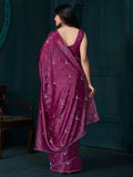 Awesome Purple Crepe Silk Festive Wear Saree With Blouse - Zeel Clothing