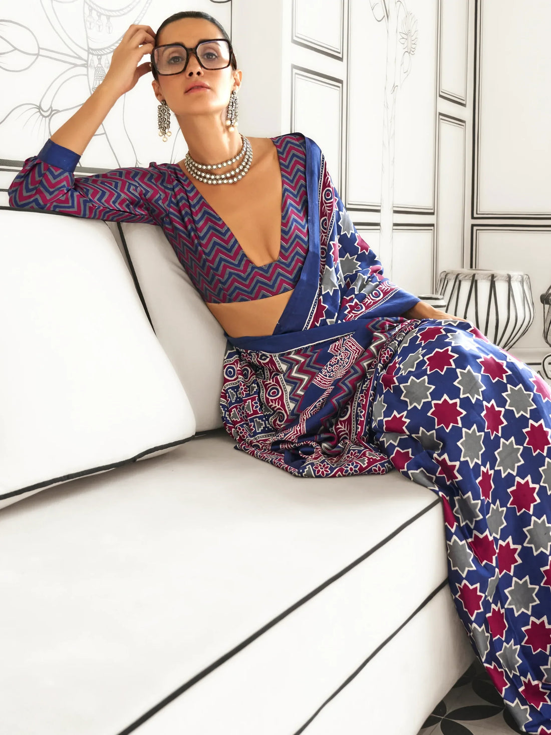 Awesome Purple Printed Satin Casual Wear Saree With Blouse - Zeel Clothing