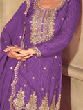Awesome Purple Sequins Work Chinon Festive Wear Palazzo Suit With Dupatta - Zeel Clothing