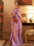 Awesome Purple Zari Woven Silk Wedding Wear Saree With Blouse - Zeel Clothing