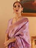 Awesome Purple Zari Woven Silk Wedding Wear Saree With Blouse - Zeel Clothing