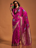 Awesome Rani Pink Weaving Satin Traditional Saree With Blouse - Zeel Clothing