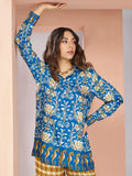 Awesome Royal Blue Printed Muslin Silk Casual Wear Co-Ord Set - Zeel Clothing