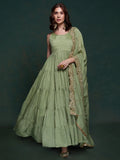 Awesome Sea Green Georgette Event Wear Gown With Heavy Dupatta - Zeel Clothing
