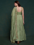 Awesome Sea Green Georgette Event Wear Gown With Heavy Dupatta - Zeel Clothing