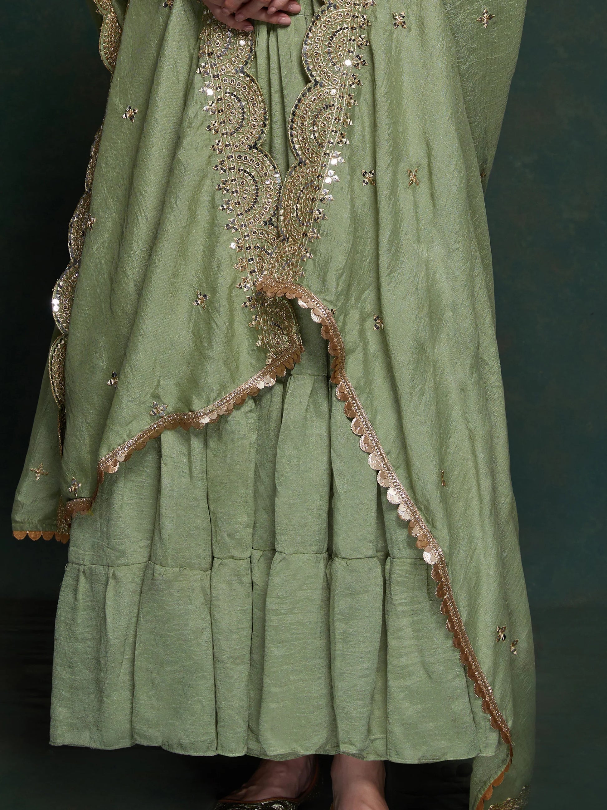 Awesome Sea Green Georgette Event Wear Gown With Heavy Dupatta - Zeel Clothing