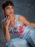 Awesome Sky Blue Digital Printed Linen Western Wear Co-Ord Set - Zeel Clothing