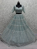 Awesome Sky Blue Hand Work Net Bridesmaid Lehenga Choli - Zeel Clothing
