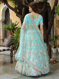 Awesome Sky Blue Sequins Net Bridesmaid Lehenga Choli With Dupatta - Zeel Clothing