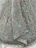 Awesome Sky Blue Sequins Net Wedding Wear Lehenga Choli With Dupatta
