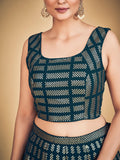 Awesome Teal Blue Sequins Georgette Engagement Lehenga Choli - Zeel Clothing
