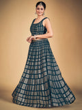 Awesome Teal Blue Sequins Georgette Engagement Lehenga Choli - Zeel Clothing