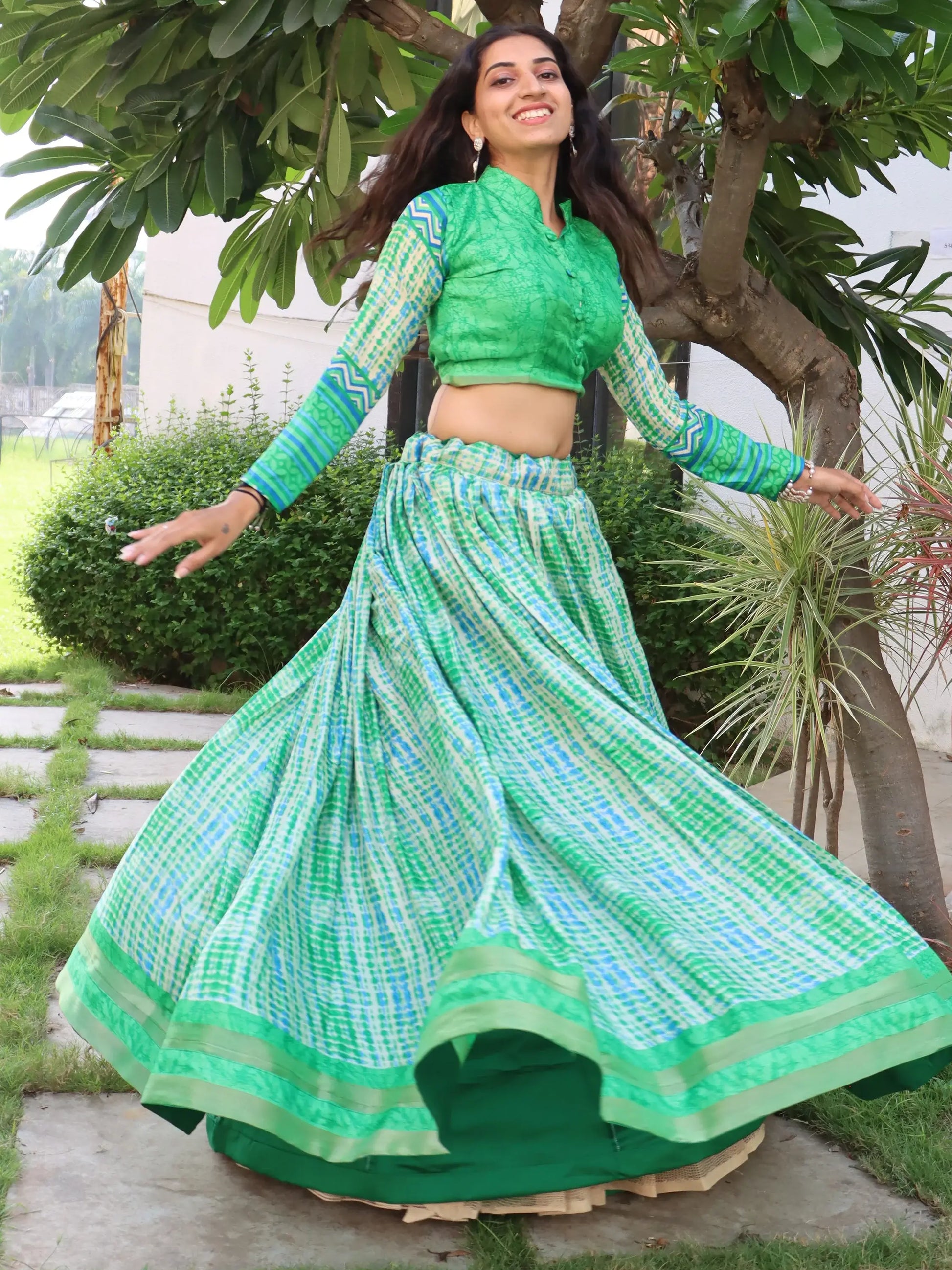 Awesome Teal Green Digital Printed Tussar Silk Lehenga Choli - Zeel Clothing