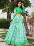 Awesome Teal Green Digital Printed Tussar Silk Lehenga Choli - Zeel Clothing