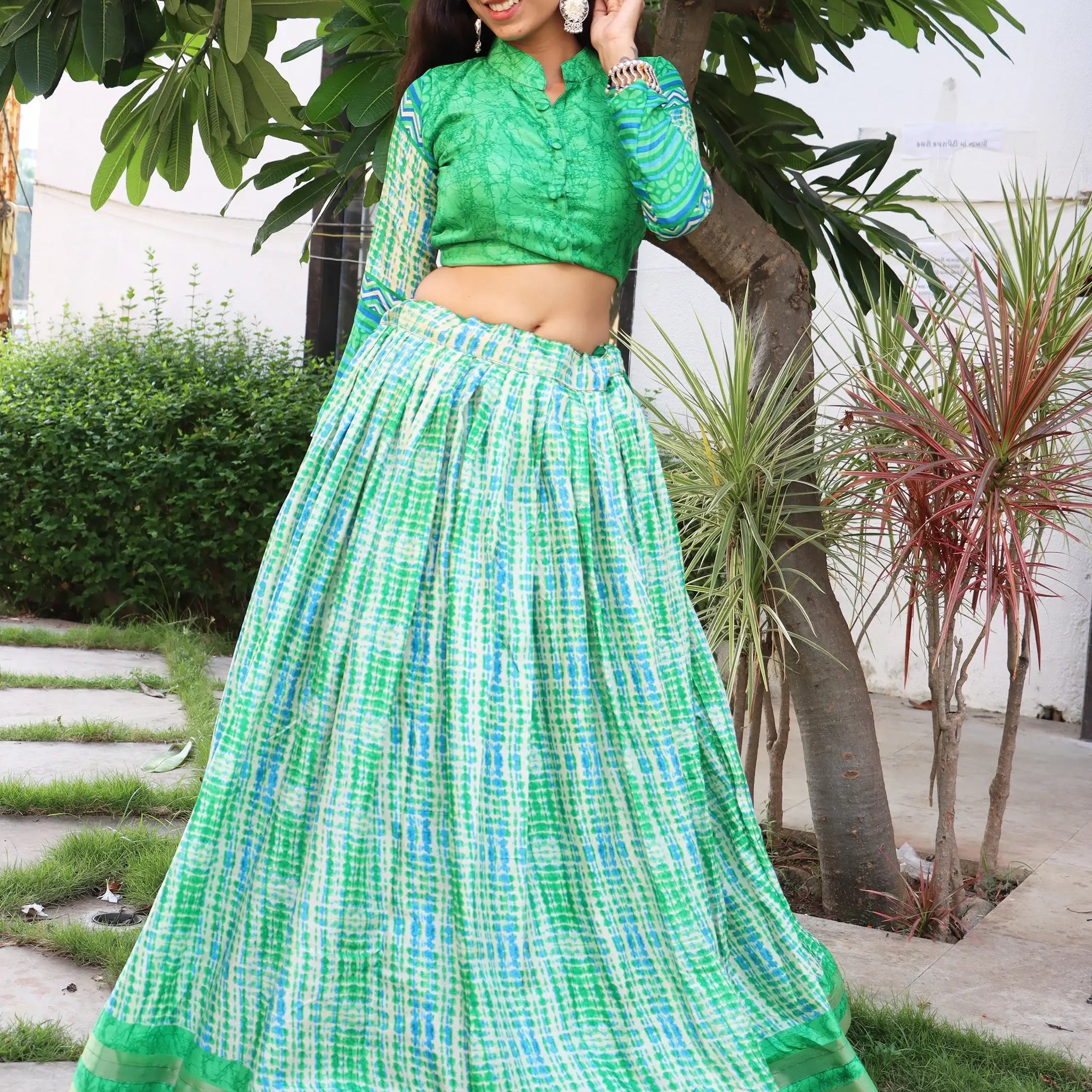 Awesome Teal Green Digital Printed Tussar Silk Lehenga Choli - Zeel Clothing