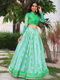 Awesome Teal Green Digital Printed Tussar Silk Lehenga Choli - Zeel Clothing