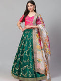 Awesome Teal Green Embroidered Art Silk Lehenga Choli With Dupatta - Zeel Clothing