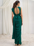 Awesome Teal Green Organza Silk Ready To Wear Saree With Blouse - Zeel Clothing