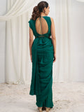 Awesome Teal Green Organza Silk Ready To Wear Saree With Blouse - Zeel Clothing
