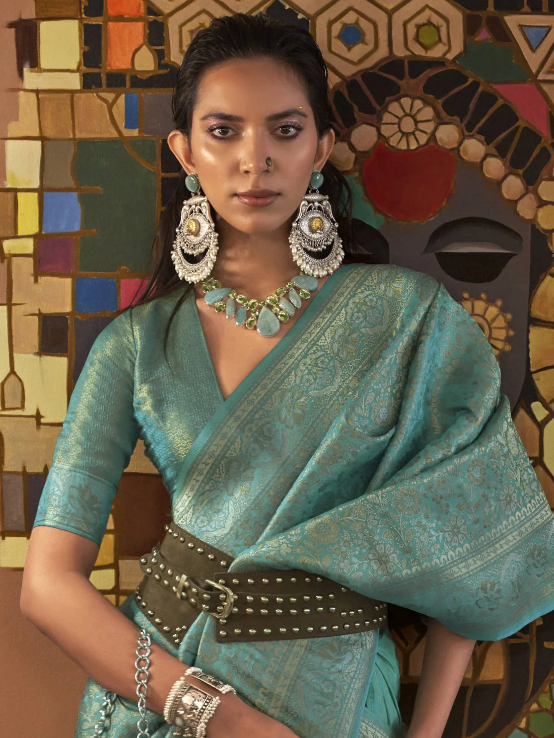 Awesome Turquoise Zari Woven Silk Festival Wear Saree With Blouse - Zeel Clothing