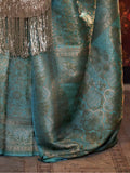 Awesome Turquoise Zari Woven Silk Festival Wear Saree With Blouse - Zeel Clothing