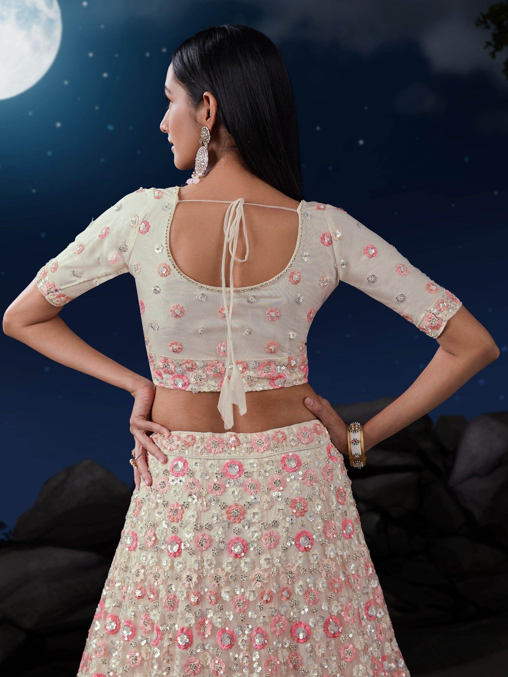 Awesome White Sequins Net Traditional Lehenga Choli With Dupatta - Zeel Clothing