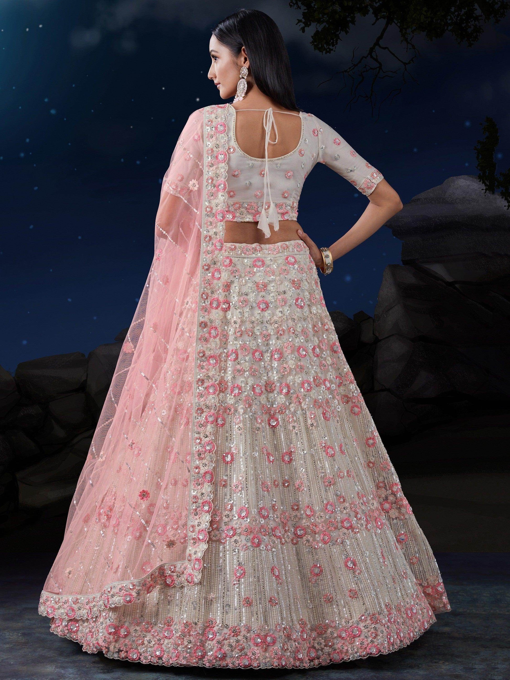 Awesome White Sequins Net Traditional Lehenga Choli With Dupatta - Zeel Clothing