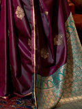 Awesome Wine Zari Weaving Satin Festival Wear Saree With Blouse - Zeel Clothing