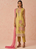 Awesome Yellow Floral Embroidery Silk Event Wear Pant Suit - Zeel Clothing