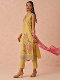 Awesome Yellow Floral Embroidery Silk Event Wear Pant Suit - Zeel Clothing