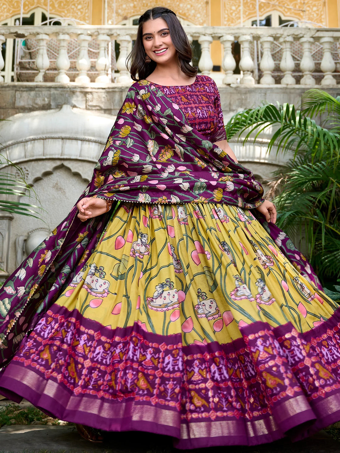 Awesome Yellow Patola Printed Silk Lehenga Choli With Dupatta - Zeel Clothing