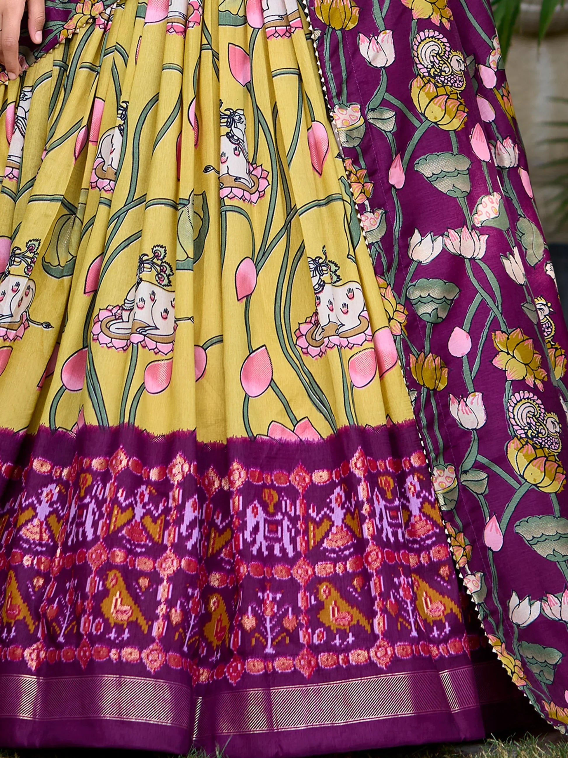 Awesome Yellow Patola Printed Silk Lehenga Choli With Dupatta - Zeel Clothing