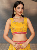 Awesome Yellow Sequins Georgette Haldi Wear Lehenga Choli
