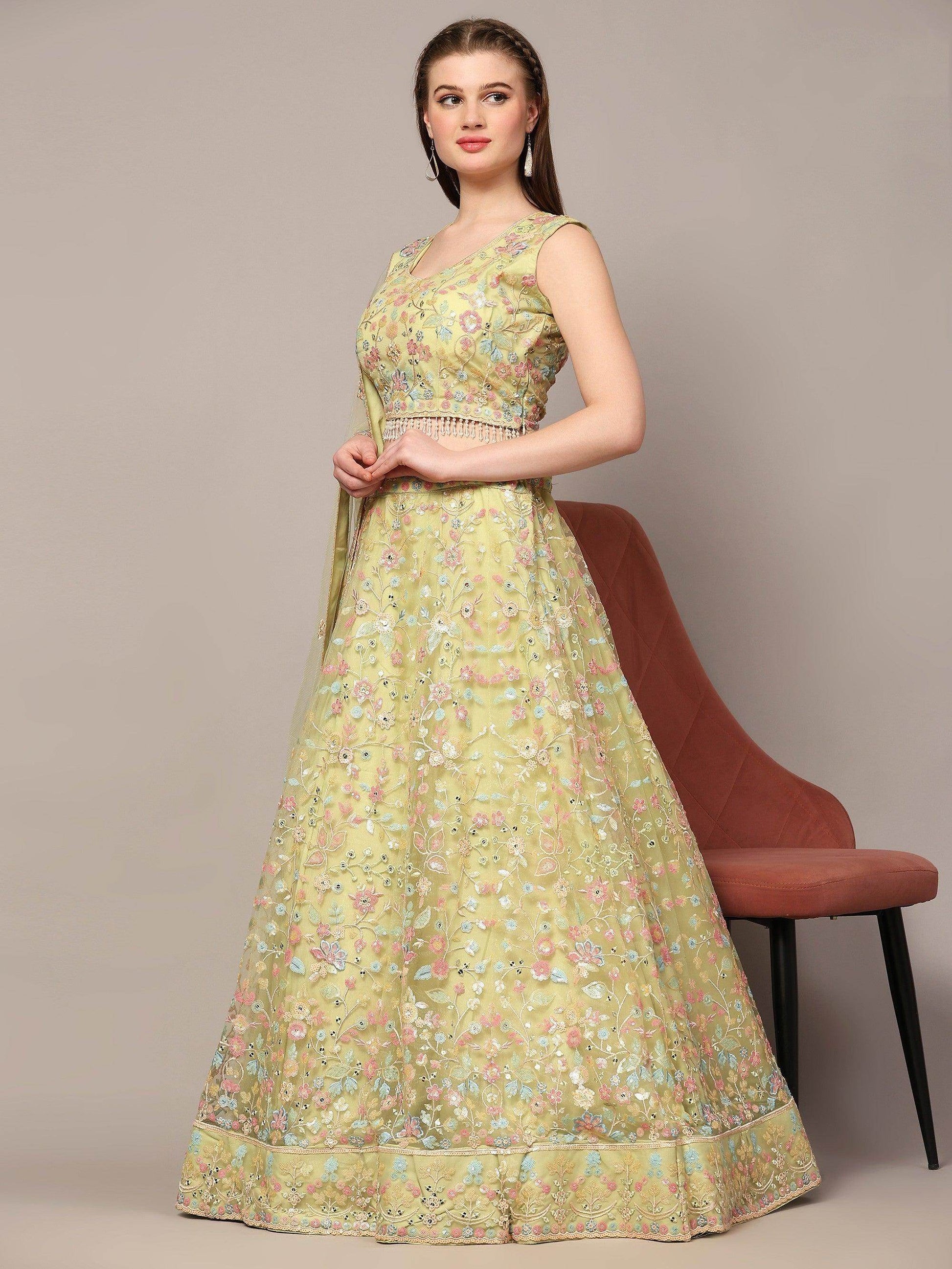 Awesome Yellow Sequins Net Haldi Wear Lehenga Choli With Dupatta - Zeel Clothing
