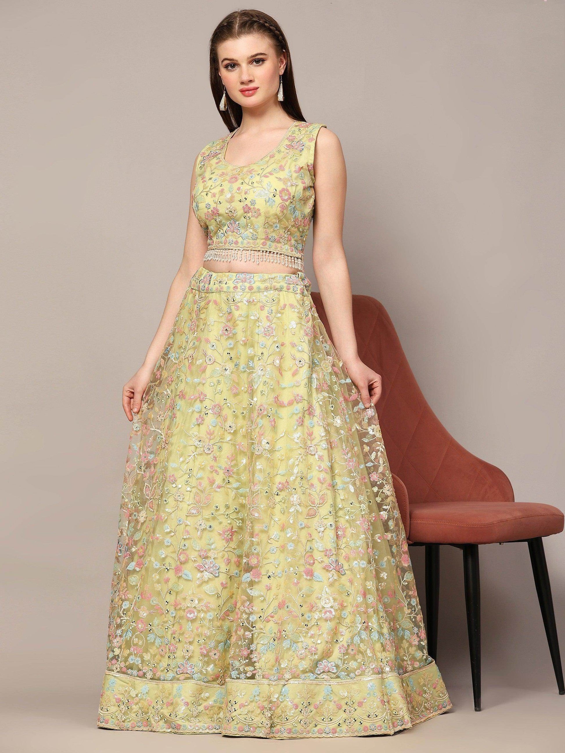 Awesome Yellow Sequins Net Haldi Wear Lehenga Choli With Dupatta - Zeel Clothing