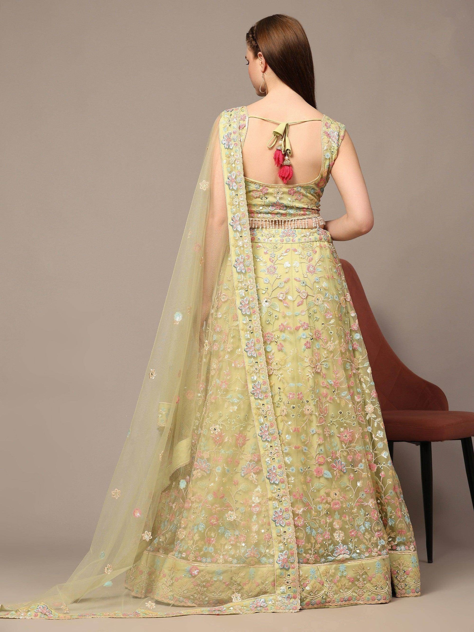 Awesome Yellow Sequins Net Haldi Wear Lehenga Choli With Dupatta - Zeel Clothing