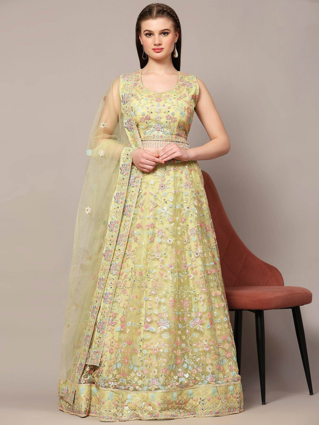 Awesome Yellow Sequins Net Haldi Wear Lehenga Choli With Dupatta - Zeel Clothing