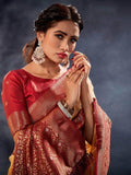 Awesome Yellow Woven Organza Silk Traditional Saree With Blouse - Zeel Clothing