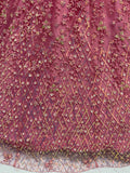 Shiny Pink Multi Thread Work Net Engagement Wear Lehenga With Blouse
