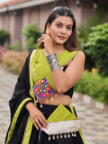 Beauteous Black Lace Work Cotton Navratri Special Lehenga Choli With Dupatta - Zeel Clothing