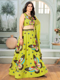 Beauteous Parrot Green Embroidered Georgette Festive Wear Lehenga Choli - Zeel Clothing