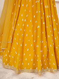 Beauteous Yellow Thread Work Georgette Lehenga Choli With Dupatta - Zeel Clothing