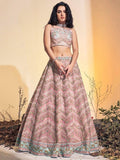 Beautiful Baby Pink Embroidered Soft Net Lehenga Choli With Dupatta - Zeel Clothing