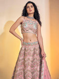 Beautiful Baby Pink Embroidered Soft Net Lehenga Choli With Dupatta - Zeel Clothing