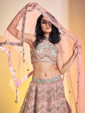 Beautiful Baby Pink Embroidered Soft Net Lehenga Choli With Dupatta - Zeel Clothing