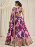 Beautiful Baby Pink Printed Organza Festival Wear Lehenga Choli - Zeel Clothing